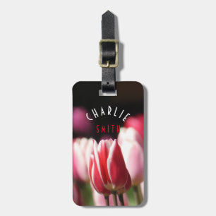 Étiquette À Bagage Tulipes rouges et blanches (et roses)