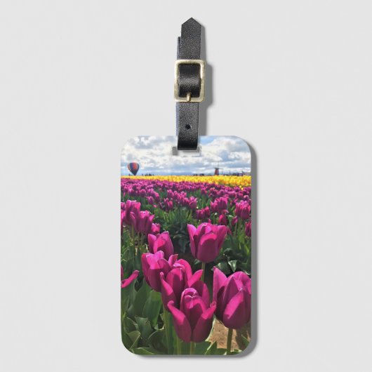 Étiquette À Bagage Tulips de Purple (Devant Vertical)