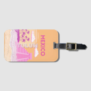 Étiquette À Bagage Tulum, Art du voyage, Art rétro, Rose, Orange