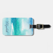 Étiquette À Bagage Turquoise Aquarelle Océan Nom personnalisé (Devant horizontal)