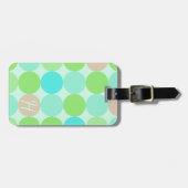 Étiquette À Bagage Turquoise Bleu Vert & Cercles Orange Monogramme (Devant horizontal)