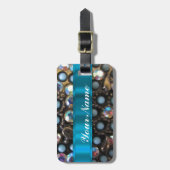 Étiquette À Bagage Turquoise bleue perlée (Devant Vertical)