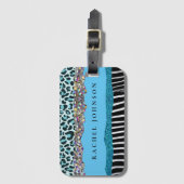 Étiquette À Bagage Turquoise Blue Turquoise Girl Moderne Glam Retro (Devant Vertical)