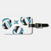 Étiquette À Bagage turquoise équipe noire couleurs volley-ball voyage (Devant horizontal)