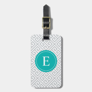 Étiquette À Bagage Turquoise et étiquette grecque grise de bagage de
