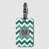 Étiquette À Bagage Turquoise et Mint Chevron Zigzag Monogram (Devant Vertical)