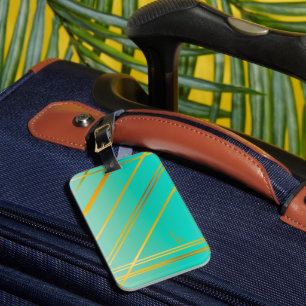 Étiquette À Bagage Turquoise et or brillant Personnalisé