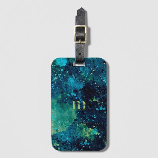 Étiquette À Bagage Turquoise et Yellow (Devant Vertical)