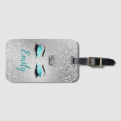 Étiquette À Bagage Turquoise Fabulous Parties scintillant yeux (Devant Horizontal)