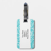Étiquette À Bagage Turquoise Floral Paisley Monogram Motif (Dos Vertical)
