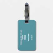 Étiquette À Bagage turquoise gris blanc monogrammé volleyball (Dos Vertical)