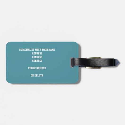 Étiquette À Bagage turquoise gris blanc monogrammé volleyball (Dos horizontal)