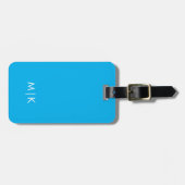 Étiquette À Bagage Turquoise | Monogramme moderne (Devant horizontal)