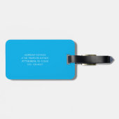 Étiquette À Bagage Turquoise | Monogramme moderne (Dos horizontal)