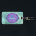 Étiquette À Bagage Turquoise vert et mauve Étalons de sirène Monogram<br><div class="desc">Turquoise vert et mauve sirène d'or pale Monogramme Monogramme Girl's Nom et étiquette de bagages de voyage initial. Cette étiquette de bagage fait le cadeau parfait pour une fille customisée sous la mer sirène Anniversaire,  Mariage ou Bachelorette Party. Veuillez contacter le concepteur pour customiser les articles correspondants.</div>