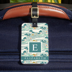 Étiquette À Bagage Turquoise vert pâle Motif Abstrait