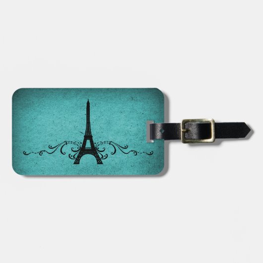 Étiquette À Bagage Turquoise Vintage (Devant horizontal)