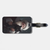 Étiquette À Bagage Tuxedo Chat avec Noël Festif du Père Noël (Dos horizontal)