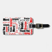 Étiquette À Bagage Typographie du Merci rouge multilingue (Devant horizontal)