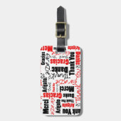 Étiquette À Bagage Typographie du Merci rouge multilingue (Devant Vertical)