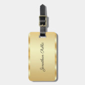 Étiquette À Bagage Typographie Gold Look Nom du script Modèle élégant (Devant Vertical)