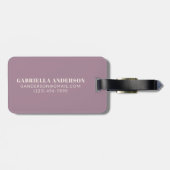 Étiquette À Bagage Typographie Gras Violet Poussiéreux Nom Personnali (Dos horizontal)