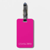 Étiquette À Bagage Typographie minimale rose « Mme » (Dos Vertical)