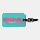 Étiquette À Bagage Typographie moderne rose Turquoise Explorer Bag Ta (Devant horizontal)
