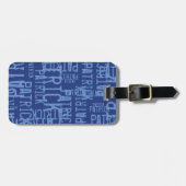 Étiquette À Bagage Typographie personnalisée BLUE Nom Motif (Devant horizontal)