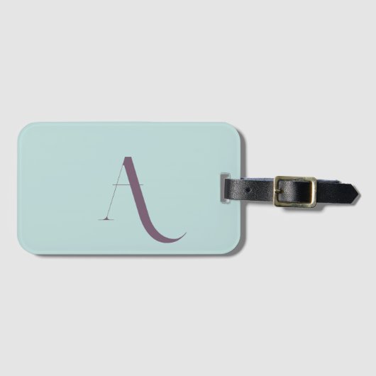 Étiquette À Bagage Typographie tendance sur mesure Monogram Blue (Devant Horizontal)