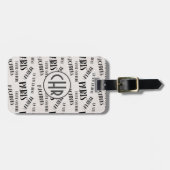 Étiquette À Bagage Typographie Thème Français Monogramme | Paris | Pa (Devant horizontal)