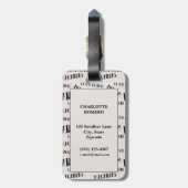 Étiquette À Bagage Typographie Thème Français Monogramme | Paris | Pa (Dos Vertical)