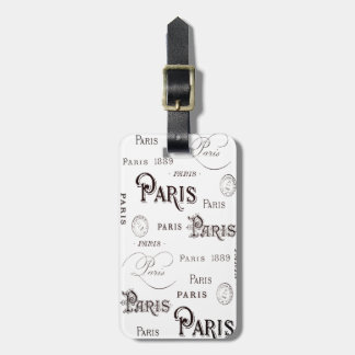 Étiquette À Bagage Typographie vintage noir blanc Paris français