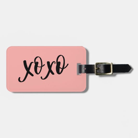Étiquette À Bagage Typographie XOXO rose (Devant horizontal)