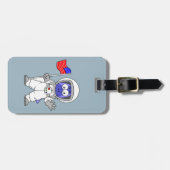 Étiquette À Bagage Un astronaute parasaurolophus tient le drapeau amé (Devant horizontal)