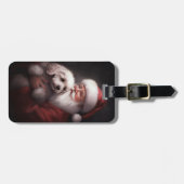 Étiquette À Bagage Un caniche au Père Noël Festif (Devant horizontal)