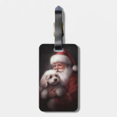 Étiquette À Bagage Un caniche au Père Noël Festif (Dos Vertical)