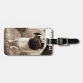 Étiquette À Bagage Un carlin avec sa tête intitulée au côté (Devant horizontal)