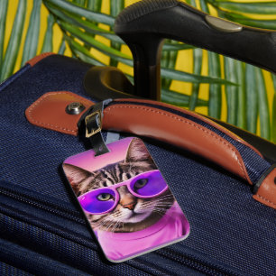 Étiquette À Bagage Un chat jazzy en lavande