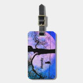 Étiquette À Bagage Un chat noir sur un fil Nom de la Pleine lune (Devant Vertical)