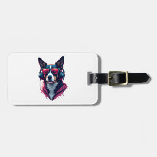 Étiquette À Bagage Un chien Habu portant des lunettes de soleil et de