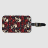 Étiquette À Bagage Un crâne et une série Rose 10 (Devant Horizontal)