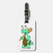 Étiquette À Bagage Un Dessin Tyrannosaurus Rex Caveman. (Devant Vertical)