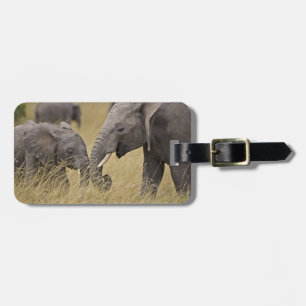 Étiquette À Bagage Un éléphant d'Afrique paissant dans les champs