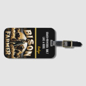 Étiquette À Bagage Un éleveur de bisons s'occupe de sa troupe au couc (Devant Horizontal)