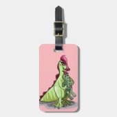 Étiquette À Bagage Un Hadrosaurus Féminin Tenant Une Poupée. (Devant Vertical)