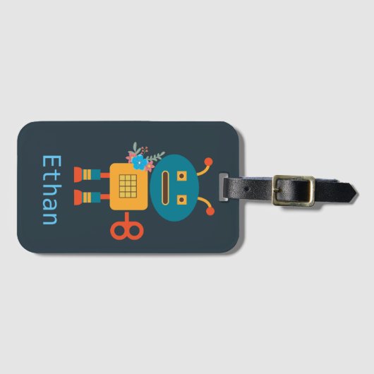 Étiquette À Bagage Un joli robot design pour enfants (Devant Horizontal)