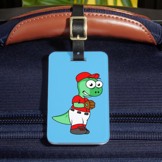 Étiquette À Bagage Un Pitcher De Baseball Pachycephalosaurus. (Insitu Rectoal 2)