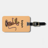 Étiquette À Bagage Un rat brun mignon pouce vers le haut dessin animé (Devant horizontal)