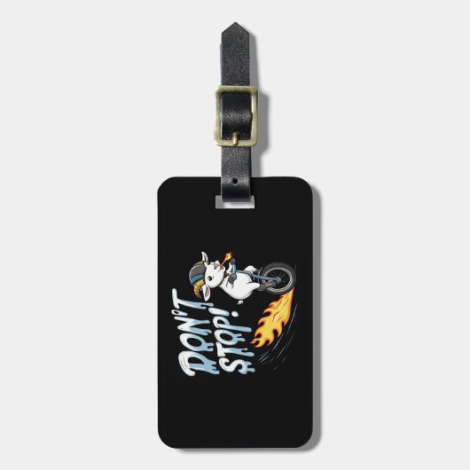 Étiquette À Bagage Une chèvre chevauchant un monocycle (Devant Vertical)